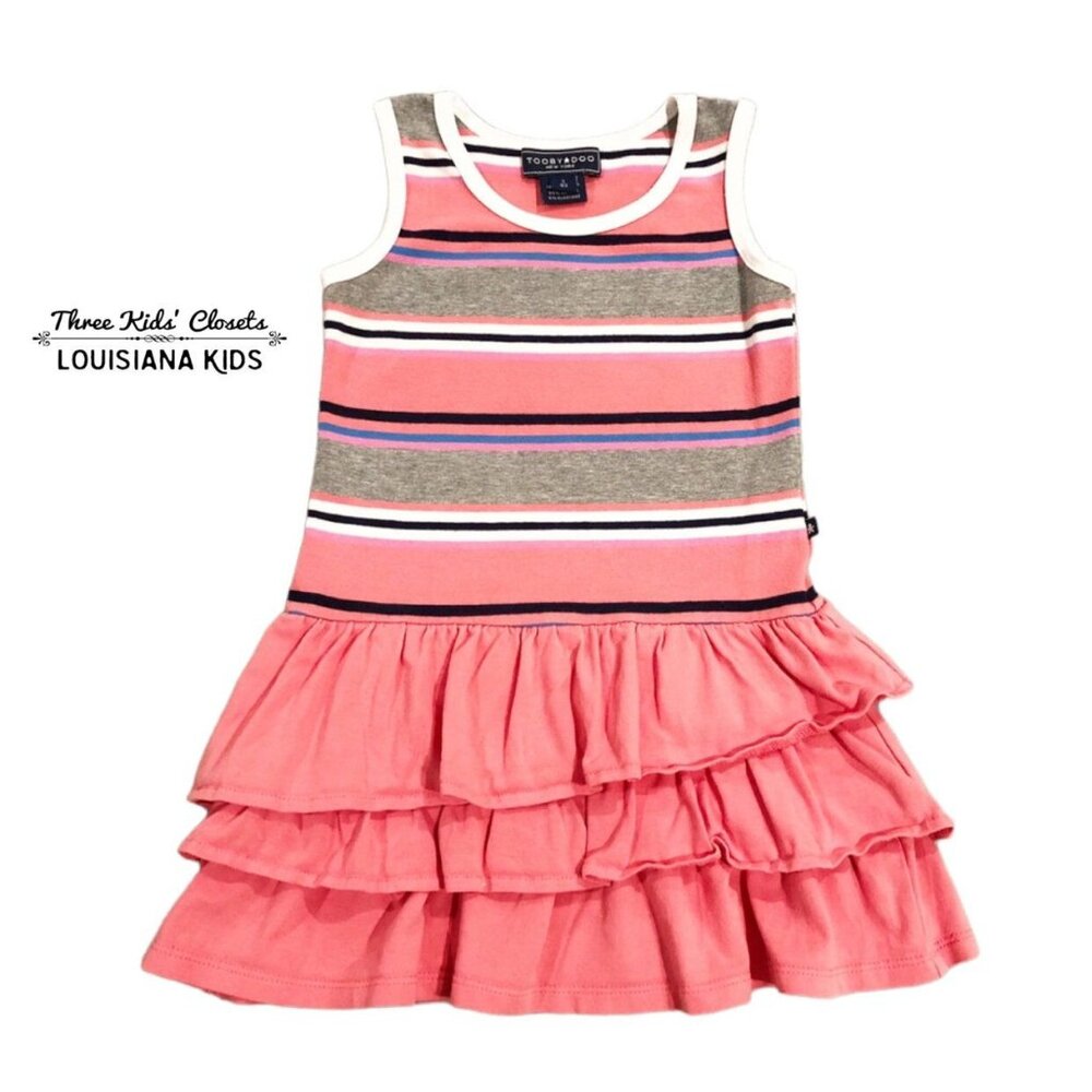 Toobydoo Sz 2 Striped Ruffle Tank Dress